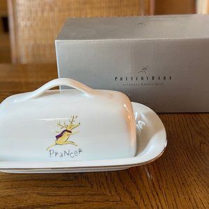 Pottery Barn Reindeer Covered Butter Dish